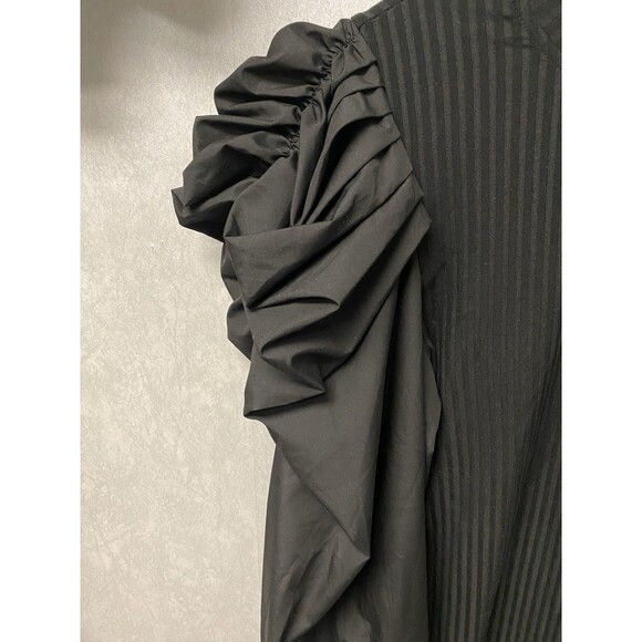 La'Ros Black Puff Sleeve Blouse Size Med - Picture 5 of 9